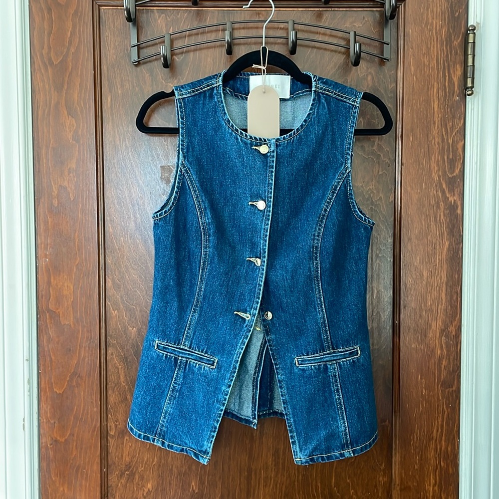 Meshki Abel Denim Button Up Top